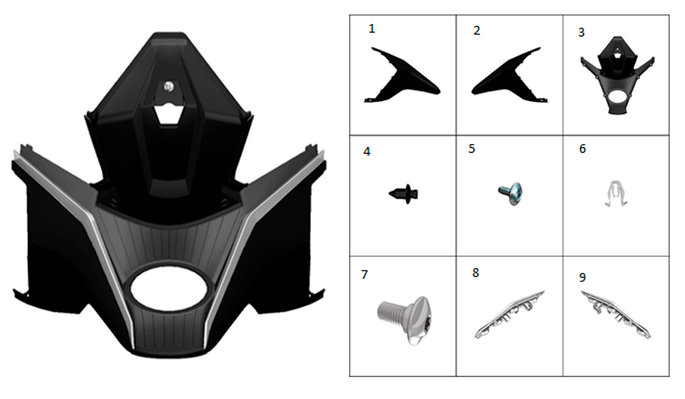 Передняя нижняя панель в сборе (черная)