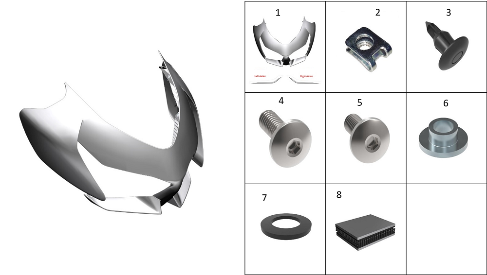 Передний декоративный обтекатель(серебро)