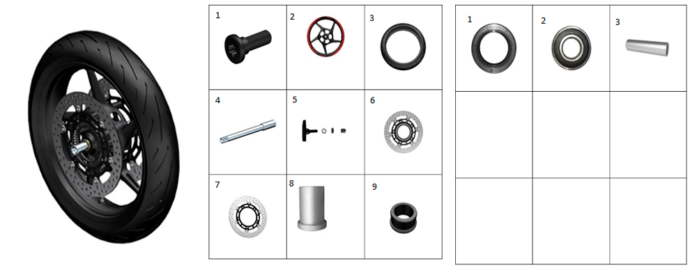 Колесо переднее (черный диск с красным ободом)