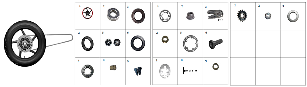 Колесо заднее (черный диск с красным ободом)