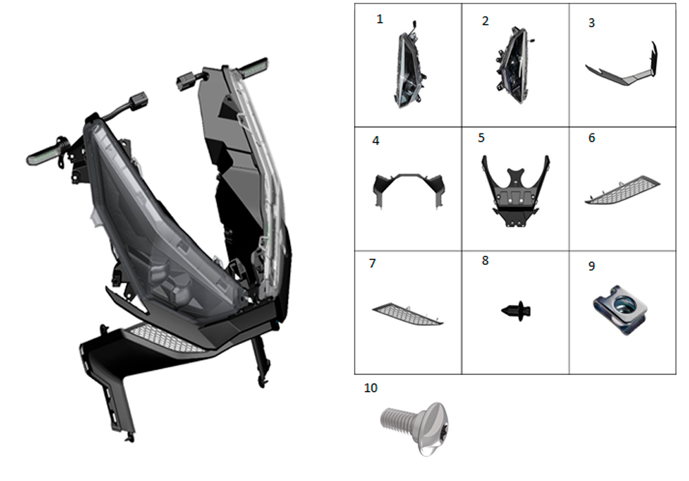 Фара и облицовка передняя боковая (серые дефлекторы)