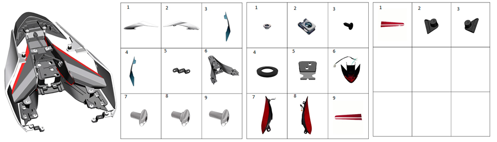 Облицовка хвостовой части (белая перламутровая)