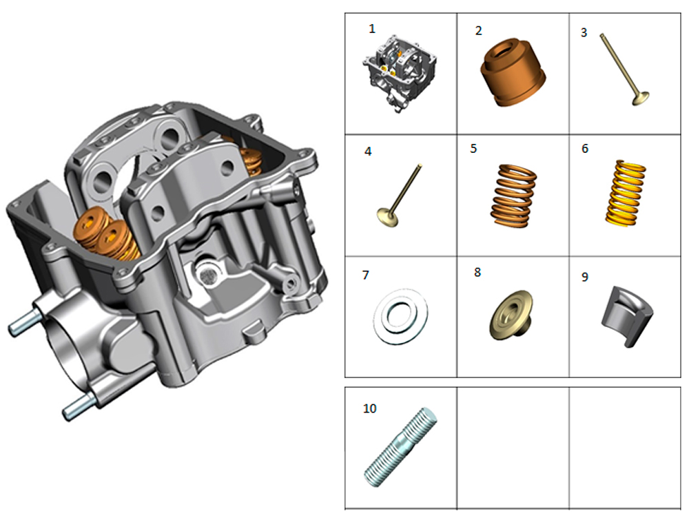 Головка блока цилиндров ZT1P77MP (компоненты)
