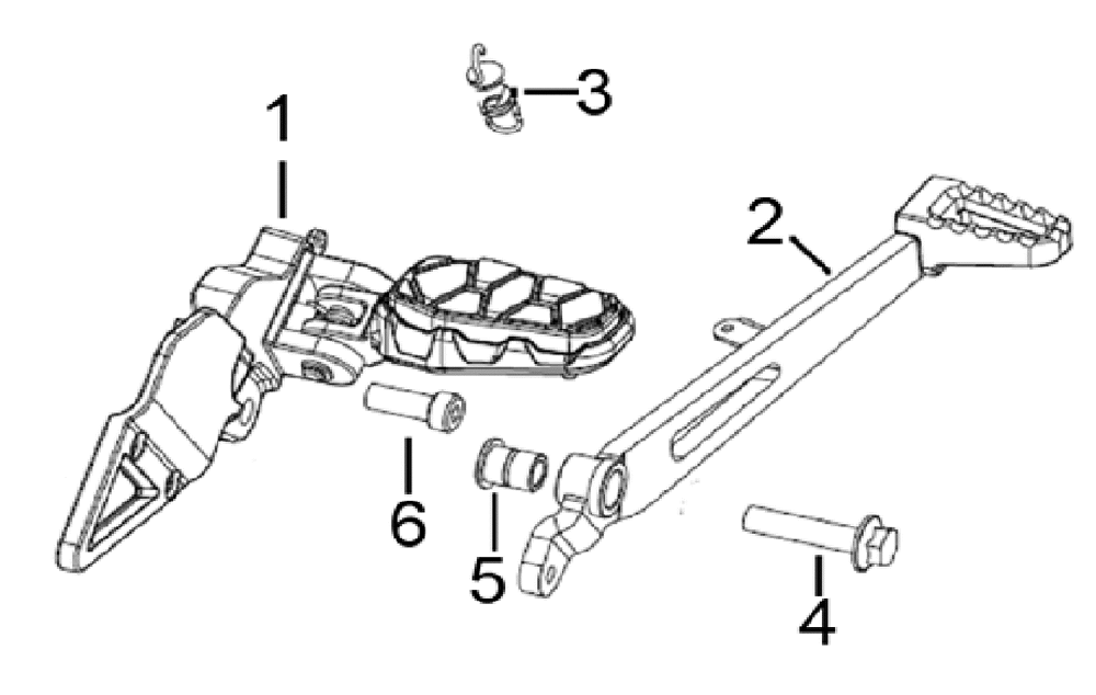 Подножка передняя правая, педаль тормоза задняя