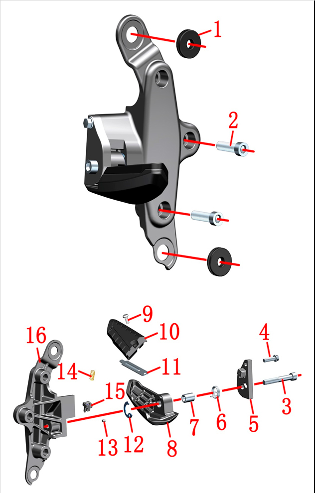 Кронштейн для задней правой подножки
