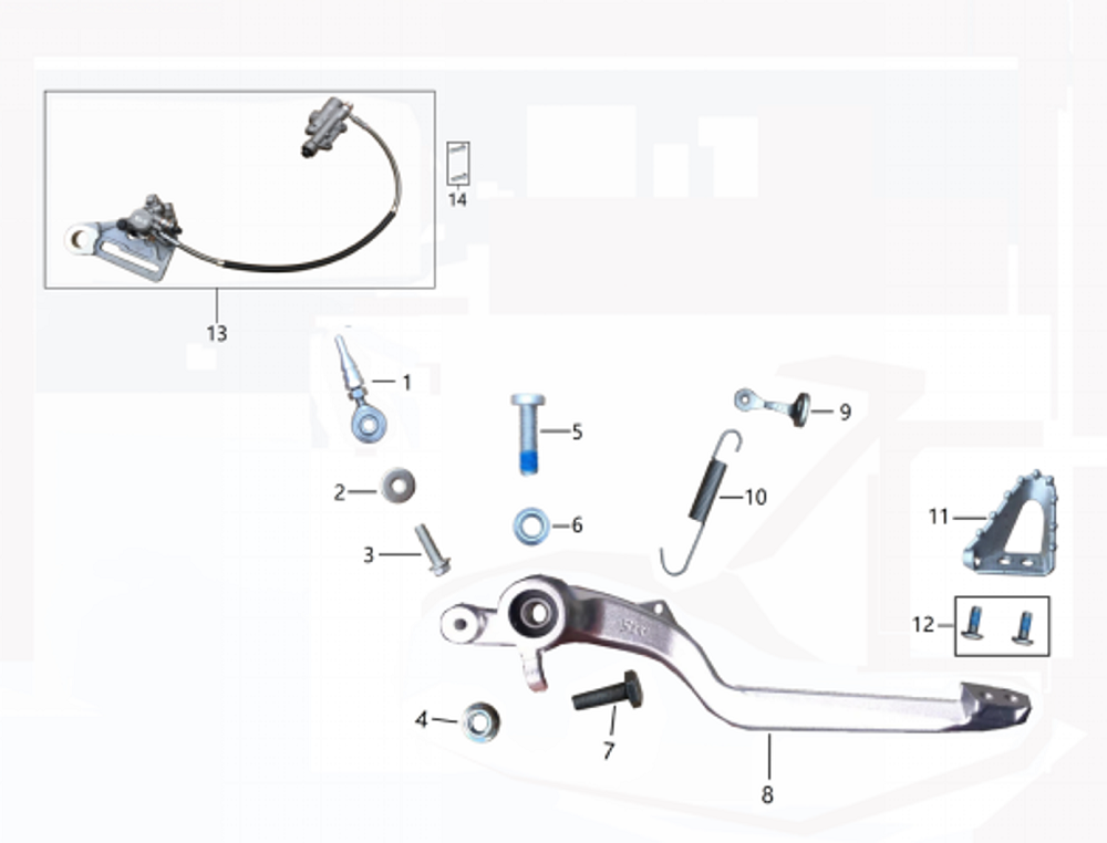 Задний тормоз в сборе