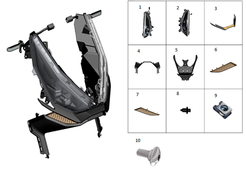 Фара и облицовка передняя боковая (желтые дефлекторы)