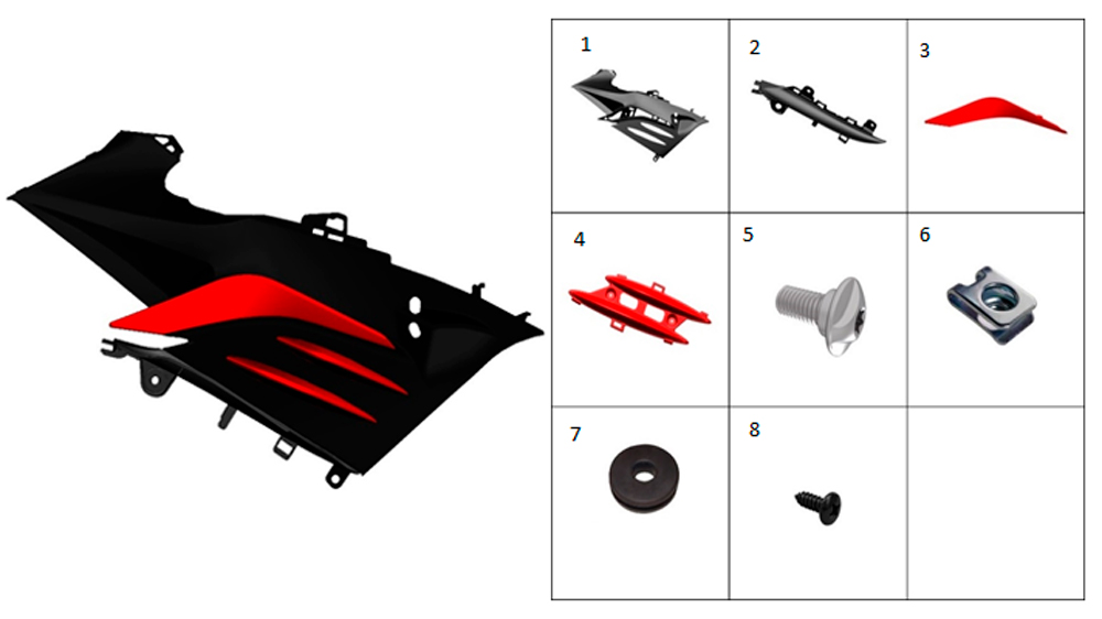 Накладка крыла внутренняя правая (красная)