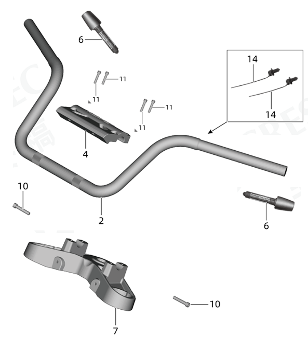 Руль, верхняя траверса
