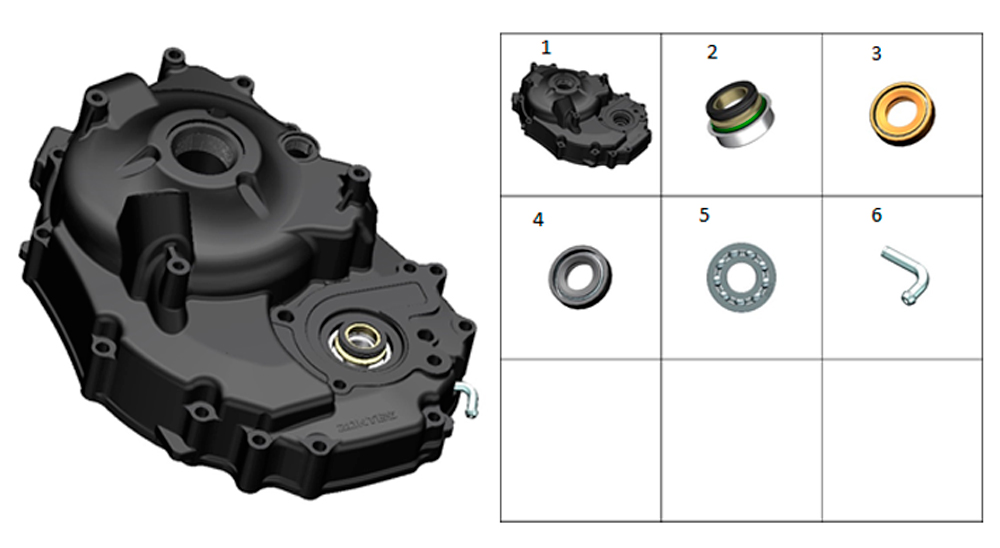 Правая крышка картера ZT1P77MP (компоненты)