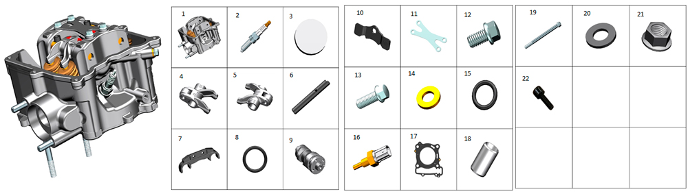 Головка блока цилиндров ZT1P77MP (компоненты)