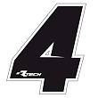 Наклейка R-TECH 14,5х11,5 см стартовый номер "4" (черный, , 040296-769-7657)