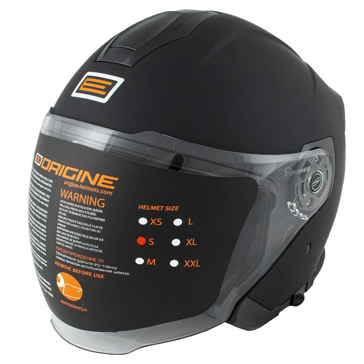 Шлем открытый со стеклом ORIGINE PALIO Solid (черный матовый, L, 020035-823-9529) Шлем открытый со стеклом ORIGINE PALIO Solid (черный матовый, L, 020035-823-9529)