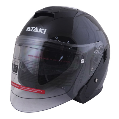 Шлем открытый со стеклом ATAKI JK526 Solid (черный глянцевый, L, 020229-823-5805) Шлем открытый со стеклом ATAKI JK526 Solid (черный глянцевый, L, 020229-823-5805)